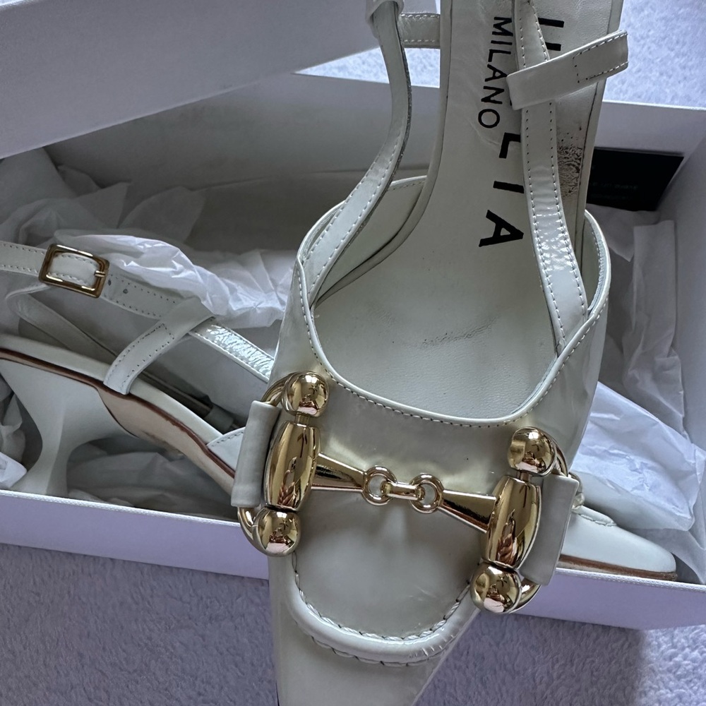 BRUGLIA Women's White Kitten Heels